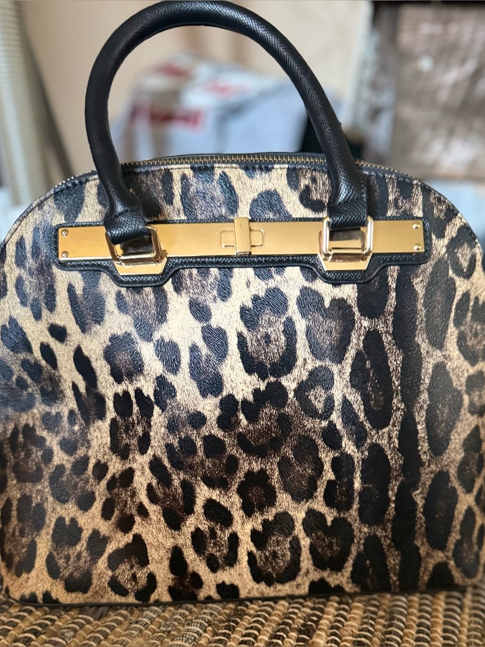 NWOT ALDO Leopard Print Dome Satchel Purse w/ Crossbody Strap